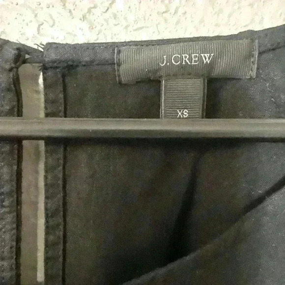 J. Crew Scalloped Hem Romper Black Linen Blend Neck Tie Size XS Summer - Picture 6 of 10